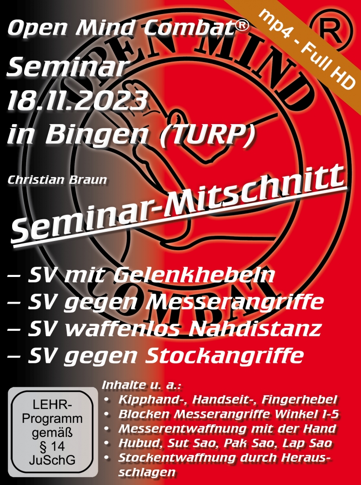 Bild 1 von Seminar-Mitschnitt: Gelenkhebel - SV gegen Messerangriffe - Trapping - SV gegen Stockangriffe